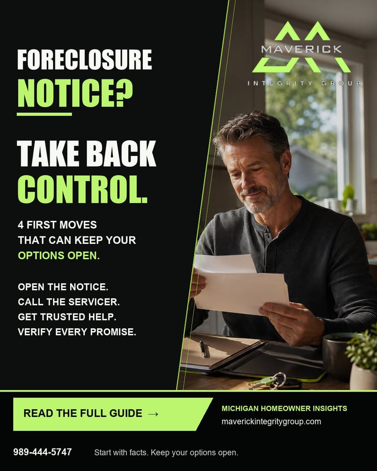 Michigan foreclosure first-steps guide from Maverick Integrity Group